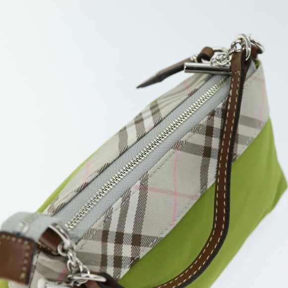 BURBERRY Nova Check Accessory Pouch Nylon Beige Green Auth hk1323 - Picture 6 of 15
